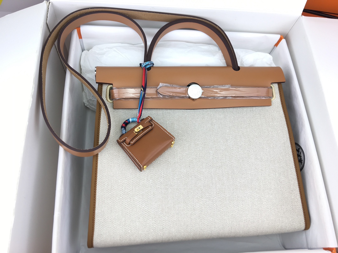 에르메스 에르백31 캔버스 골드브라운 은장